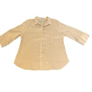 Chico's Linen Button down No Iron Top Size 12